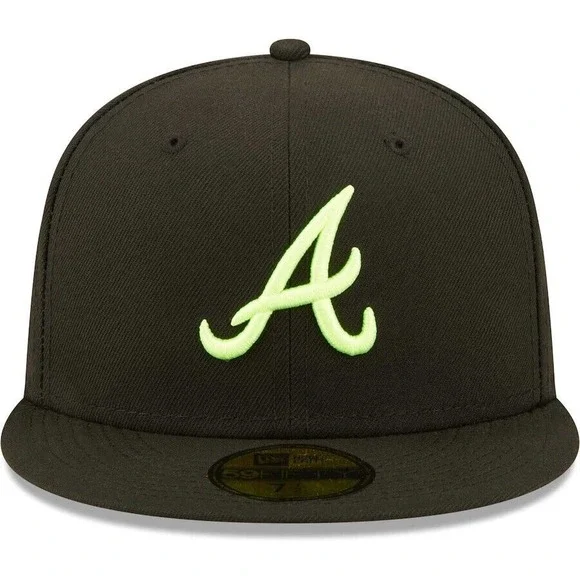 Atlanta Braves 95 World Series Summer Pop New Era 59FIFTY Fitted Hat Black 7 3/8 - Picture 2 of 5